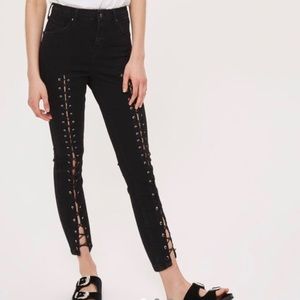 Topshop black front lace Jamie jeans